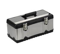 lskdnrufh Boîte à Outils en Acier Inoxydable épais avec Plateau Amovible et poignée antidérapante, avec loquet en métal(Silver,Medium)