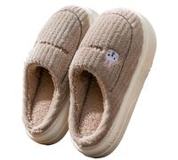 lskdnrufh Chaussons d'hiver en peluche doux for femme et homme, chaussures chaudes à enfiler, antidérapantes, for l'intérieur et l'extérieur Chaussons moelleux pour l'intérieur(Light brown,44-45)