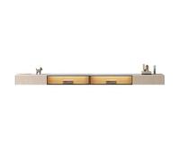 lskdnrufh Meuble TV mural flottant avec porte en verre et tiroirs de rangement centraux avec lumière LED (240 cm)