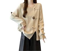 lskdnrufh Pull en Maille Ample for Femme, idéal au Printemps, en Automne et en Hiver for Un Effet Amincissant. Ce Pull Peut se Porter Aussi Bien à l'intérieur qu'à l'extérieur.(Apricot,3XL)