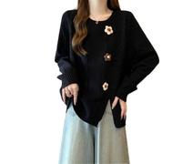 lskdnrufh Pull en Maille Ample for Femme, idéal au Printemps, en Automne et en Hiver for Un Effet Amincissant. Ce Pull Peut se Porter Aussi Bien à l'intérieur qu'à l'extérieur.(Black,4XL)