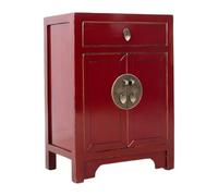 lskdnrufh Table de Chevet Chinoise en Bois Massif de Style Antique, Armoire de Rangement laquée Vintage, Table d'appoint à Un tiroir et à Double Porte avec quincaillerie en Laiton