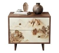 lskdnrufh Table de Chevet en Bois Massif avec tiroirs de Paysage Chinois Peints à la Main, Armoire de Chevet du Milieu du siècle