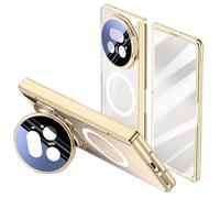 LSKOZU Coque pour Honor Magic V5, Antichoc Et Antichute, Étui Transparent Léger Et Ultra-Fin, Protecteur D'écran Et Support Intégrés (doré)