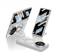 LSKOZU Coque pour Honor Magic V5, Étui Antichoc avec Protecteur D'écran Intégré, Protection De La Charnière Centrale, avec Support De Bague, Compatible avec La Charge sans Fil (Argenté)