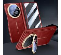 LSKOZU Coque pour Honor Magic V6, Étui en Cuir À La Mode Antichoc Et Antichute, Robuste Et Durable, Protecteur D'écran Et Support Intégrés (Rouge)