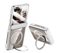 LSKOZU Coque pour Motorola Razr+ 2026, Élégant, Léger, Ultra-Fin Et Transparent avec Protection D'écran Intégrée, Support De Bague Rotatif