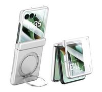 LSKOZU Coque pour Razr 60 Ultra, Résistant Aux Chocs Et Élégant Étui Razr Ultra 2025 avec Protecteur D'écran Intégré, Protection De La Charnière Centrale, avec Porte-Bague (Argenté,Razr 60)