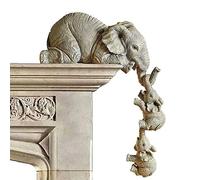 LSLANSOON Lot de 3 Figurines d'éléphant avec mère éléphant et 2 bébés éléphants Suspendus Suspendus sur l'étagère - Figurines de Collection en résine peintes à la Main pour décoration de la Maison -