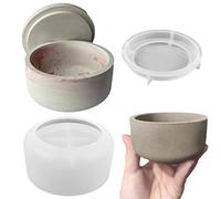 LSLEVA Boîte de rangement avec couvercles - Moules créatifs en silicone pour bougies - Rayure ronde en béton avec couvercle - Moules pour la fabrication de bougies (A)
