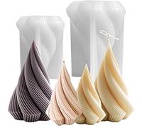 LSLEVA Lot de 2 moules à bougies en silicone en forme de cône en spirale, moules à bougies géométriques 3D pour la fabrication de bougies, résine, savon, chocolat, pilier de Noël pour cadeaux de Noël