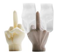 LSLEVA Lot de 2 moules à bougies en silicone en forme de doigt d'honneur pour la fabrication de bougies en résine, savon, gâteau, chocolat, bricolage créatif 3D pour cadeaux, décoration d'intérieur,