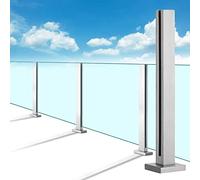 LSMKK Garde Corps Verre Poteau De Garde-Corps en Verre Argent, Poteau De Balustre Extérieur Système De Terrasse en Verre en Acier Inoxydable pour Les Panneaux De Piscine Balcon, Poteau De Colonne