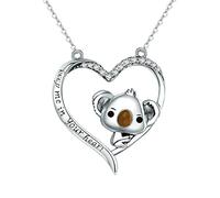 LSN275 Collier avec pendentif koala en argent sterling S925 et oxyde de zirconium
