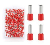 Lsnisni 200 Pièces Cosse a Sertir 10mm²x12mm, Embouts de Câble Isolés Connecteurs de Bornes à Fil, Âme Cuivrée à Haute Conductivité, Kits Bornes et kits pour Automobiles Électriciens（Rouge）