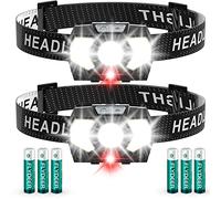 Lsnisni Lampe Frontale LED à Piles AAA (Incluses), 2 Pièces 1500 Lux Torche Frontale Puissante, 7 Modes et Lumiere Rouge, Etanches IPX5 pour Enfants et Adultes Camping, Jogging, Pêche