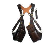 LSNNMU Sac à BandoulièRe Double éPaule Sac à bandoulière rétro antivol en cuir for homme, portefeuille caché, style moto, pochette for téléphone(Brown)