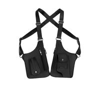 LSNNMU Sac à BandoulièRe Double éPaule Sangle en cuir for aisselle, poche portefeuille, vintage, double cachée, porte-monnaie for téléphone portable(Black)