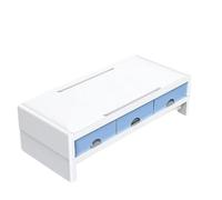 LSNNMU Support de moniteur Riser ordinateur support bureau d'ordinateur avec 3 tiroirs boîte rangement organisateur for à domicile portable PC Pour Les Bureaux(Double-White blue)