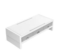 LSNNMU Support de moniteur Riser ordinateur support bureau d'ordinateur avec 3 tiroirs boîte rangement organisateur for à domicile portable PC Pour Les Bureaux(Double-White gray)