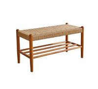 Lsoiup Banc-étagère à Chaussures à 2 Niveaux, Pouf de Bout de lit, Rangement à Chaussures pour l'entrée, Salle de Bain ou Chambre, supporte jusqu'à 136 kg