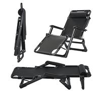 Lsoiup Chaises Longues surdimensionnées à gravité zéro pour l'extérieur, Chaise de Camping Pliante et inclinable pour terrasse, Cour, Porche, Piscine, supporte jusqu'à 150 kg, Noir, 178 x 66 cm