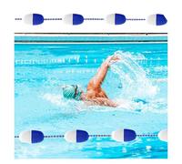 Lsoiup Corde de séparation de sécurité Flottante pour Piscine, Ligne de démarcation de la Zone de baignade avec bouées/Crochets flottants Bicolores Bleus et Blancs Haute visibilité, Piscine résiden