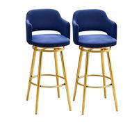 Lsoiup Ensemble de 2 tabourets de Bar pivotants - Tabourets de Bar Style Milieu du siècle avec Dossier incurvé et Assise rembourrée, Parfaits for Un café ou Un îlot de Cuisine(Blue,Height 65cm)