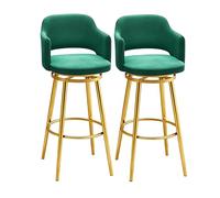 Lsoiup Ensemble de 2 tabourets de Bar pivotants - Tabourets de Bar Style Milieu du siècle avec Dossier incurvé et Assise rembourrée, Parfaits for Un café ou Un îlot de Cuisine(Green,Height 75cm)