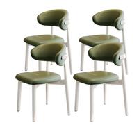 Lsoiup Lot de 4 chaises de Salle à Manger de Style Moderne du Milieu du siècle avec Dossier incurvé, Chaise sans accoudoirs revêtue de Cuir PU avec Pieds en Bois Massif