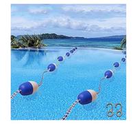 Lsoiup Séparateurs de couloirs de Piscine Bleus et Blancs, Corde de séparation de sécurité pour Piscine, barrière Flottante avec 2 Crochets, pour baignades, plages