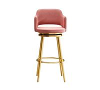 Lsoiup Tabouret de Bar pivotant avec Le Dos Bas, Siège en Velours pour Un Confort supérieur, Rotation à 360° avec appuie-Pieds, Jambes métalliques et Coussinets antidérapants(Pink,Height 65cm)