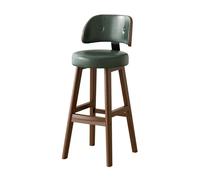 Lsoiup Tabourets de Bar avec Dossier courbé et Repose-Pieds, tabourets Hauteur de comptoir en Similicuir pour îlot de Cuisine, Pieds en Bois d'hévéa Massif(Dark green-1PCS,Height 55cm)