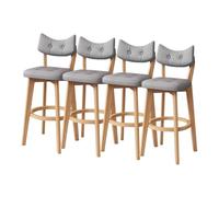 Lsoiup Tabourets de Bar avec Dossier incurvé - Assise rembourrée en Mousse Haute résilience, Pieds en Bois et Repose-Pieds Rond, tabourets de comptoir for îlot de Cuisine(Light gray-4PCS,Height 83cm)