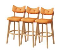 Lsoiup Tabourets de Bar avec Dossier incurvé - Assise rembourrée en Mousse Haute résilience, Pieds en Bois et Repose-Pieds Rond, tabourets de comptoir for îlot de Cuisine(Orange-3PCS,Height 83cm)