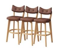 Lsoiup Tabourets de Bar avec Dossier incurvé - Assise rembourrée en Mousse Haute résilience, Pieds en Bois et Repose-Pieds Rond, tabourets de comptoir for îlot de Cuisine(Brown-3PCS,Height 83cm)