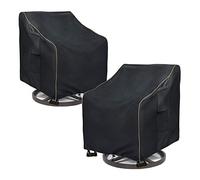 LSongSKY Lot de 2 housses de chaise longue pivotantes d'extérieur 100 % imperméables et résistantes (83,5 x 89,9 x 98,5 cm) - Noir