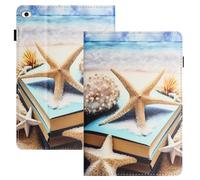 LSPCASA Coque Pour iPad Mini 1-5 Avec Réveil/Veille Automatique, Emplacements Pour Cartes et Motif Étoile de Mer
