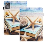 LSPCASA Coque pour Lenovo Idea Tab 11 Pouces 2025 Housse Tablette Idea Tab 11" TB-336ZU TB-336FU PU Protection Cuir avec Fente pour Carte et Support Fonction Flip Portefeuille Étui Étoile de mer