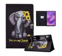 LSPCASA Coque pour Lenovo Idea Tab Pro 12,7 Pouces 2025 TB-373FU TB-375FC Lenovo Idea Tab Pro 12.7" Housse Tablette Protection Cuir Fente pour Carte Support Flip Portefeuille Étui Éléphant Tournesol