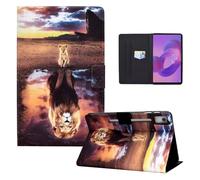 LSPCASA Coque pour Lenovo Idea Tab Pro 12,7 Pouces 2025 TB-373FU TB-375FC Lenovo Idea Tab Pro 12.7" Housse Tablette Protection PU Cuir Fente pour Carte Support Flip Portefeuille Étui Lion et Tigre