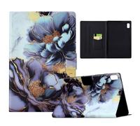 LSPCASA Coque pour Lenovo Tab M9 9 Pouces TB310FU 2023 Housse Tablette Lenovo Tab M9 9" Protection PU Cuir avec Fente pour Carte Support Flip Portefeuille Étui Fleur de Pivoine