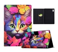 LSPCASA Coque pour Lenovo Tab M9 9 Pouces TB310FU 2023 Housse Tablette Lenovo Tab M9 9" Protection PU Cuir avec Fente pour Carte Support Flip Portefeuille Étui Chat Rose
