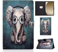 LSPCASA Coque pour Samsung Galaxy Tab A11 Plus 11 Pouces 2025/Tab A9 Plus 2023 Housse Tablette SM-X230/X235/X236B PU Protection Cuir avec Fente pour Carte et Support Flip Étui Éléphanteau