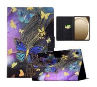LSPCASA Coque pour Samsung Galaxy Tab A11 Plus 11 Pouces 2025/Tab A9 Plus 2023 Housse Tablette SM-X230/X235/X236B PU Protection Cuir avec Fente pour Carte et Support Flip Étui Papillon doré