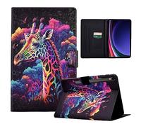 LSPCASA Coque pour Samsung Galaxy Tab S10 FE/S9 FE/S9 10.9 Pouces PU Leader avec Support et Carte Étui Housse Protection Compatible Samsung Galaxy Tab S10 FE/S9 FE/S9- Couleur Girafe