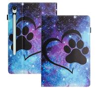 LSPCASA Coque pour Samsung Galaxy Tab S10 FE/S9 FE/S9 10.9 Pouces PU Leader avec Support et Carte Étui Housse Protection Compatible Samsung Galaxy Tab S10 FE/S9 FE/S9 -Cœur en Patte de Chat