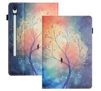 LSPCASA Coque pour Samsung Galaxy Tab S10 FE/S9 FE/S9 10.9 Pouces PU Leader avec Support et Carte Étui Housse Protection Compatible Samsung Galaxy Tab S10 FE/S9 FE/S9 -Arbre de l'espoir