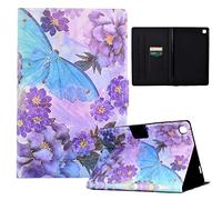 LSPCASA Coque Tablette Samsung Tab A7 Compatible Galaxy Tab A7 10.4 Pouces 2022/2020 Cuir PU Housse Tablette avec Fentes Support Fonction Support Compatible SM-T500/T509/T505 -Papillon Bleu