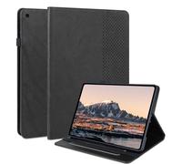 LSPCASA Étui pour iPad 9.7" 6ème Génération 2018/5ème Génération 2017 A1954 A1893 A1823 A1822 Folio Cuir PU avec Porte-Stylo Stand Business Wallet Tablette Housse de Protection à Carreaux Noir